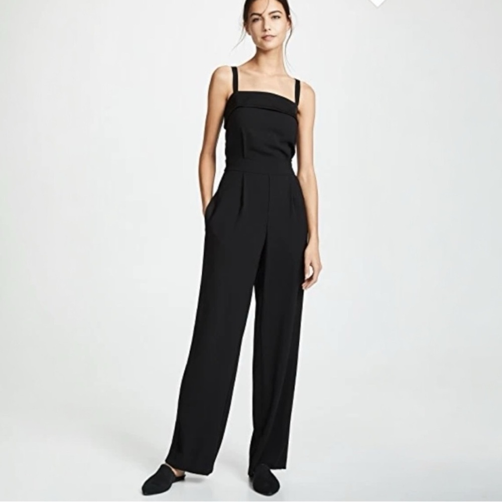 NWT VINCE Black Tuxedo Wide-Leg Jumpsuit, Size 14